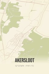 Retro Dutch city map of Akersloot located in Noord-Holland. Vintage street map.