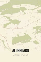 Retro Dutch city map of Aldeboarn located in Fryslan. Vintage street map.