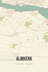 Retro Dutch city map of Almkerk located in Noord-Brabant. Vintage street map.