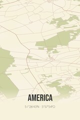 Retro Dutch city map of America located in Limburg. Vintage street map.