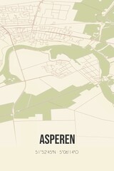 Retro Dutch city map of Asperen located in Gelderland. Vintage street map.