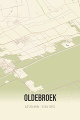 Retro Dutch city map of Oldebroek located in Gelderland. Vintage street map.