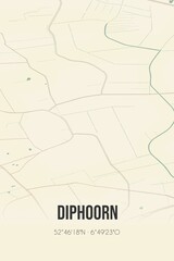 Retro Dutch city map of Diphoorn located in Drenthe. Vintage street map.