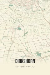 Retro Dutch city map of Dirkshorn located in Noord-Holland. Vintage street map.