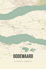 Obraz premium Retro Dutch city map of Dodewaard located in Gelderland. Vintage street map.