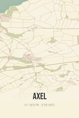 Fototapeta na wymiar Retro Dutch city map of Axel located in Zeeland. Vintage street map.