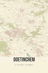 Retro Dutch city map of Doetinchem located in Gelderland. Vintage street map.