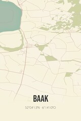 Retro Dutch city map of Baak located in Gelderland. Vintage street map.