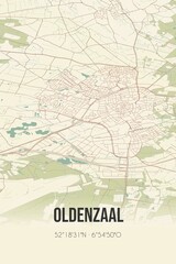 Retro Dutch city map of Oldenzaal located in Overijssel. Vintage street map.