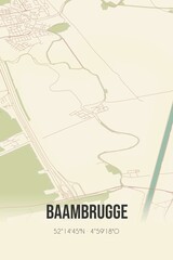 Retro Dutch city map of Baambrugge located in Utrecht. Vintage street map.