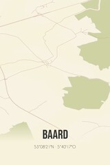 Retro Dutch city map of Baard located in Fryslan. Vintage street map.