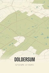 Retro Dutch city map of Doldersum located in Drenthe. Vintage street map.