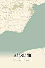Fototapeta premium Retro Dutch city map of Baarland located in Zeeland. Vintage street map.