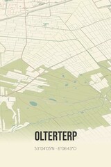 Retro Dutch city map of Olterterp located in Fryslan. Vintage street map.