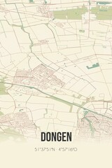 Retro Dutch city map of Dongen located in Noord-Brabant. Vintage street map.