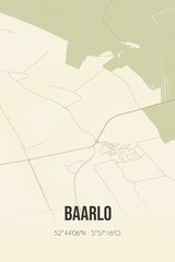 Obraz premium Retro Dutch city map of Baarlo located in Overijssel. Vintage street map.