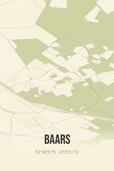 Retro Dutch city map of Baars located in Overijssel. Vintage street map.
