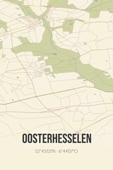 Fototapeta na wymiar Retro Dutch city map of Oosterhesselen located in Drenthe. Vintage street map.