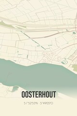 Obraz premium Retro Dutch city map of Oosterhout located in Gelderland. Vintage street map.