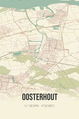 Fototapeta na wymiar Retro Dutch city map of Oosterhout located in Noord-Brabant. Vintage street map.