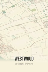 Retro Dutch city map of Westwoud located in Noord-Holland. Vintage street map.
