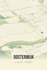 Retro Dutch city map of Oosterwijk located in Utrecht. Vintage street map.