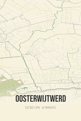 Retro Dutch city map of Oosterwijtwerd located in Groningen. Vintage street map.