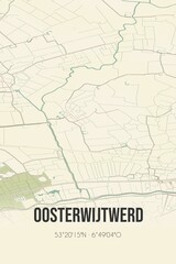 Fototapeta premium Retro Dutch city map of Oosterwijtwerd located in Groningen. Vintage street map.