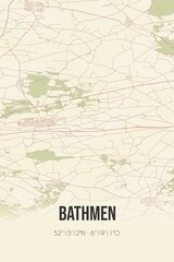 Obraz premium Retro Dutch city map of Bathmen located in Overijssel. Vintage street map.