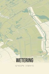 Obraz premium Retro Dutch city map of Wetering located in Overijssel. Vintage street map.
