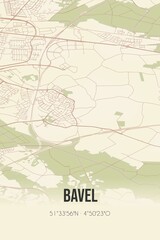 Retro Dutch city map of Bavel located in Noord-Brabant. Vintage street map.