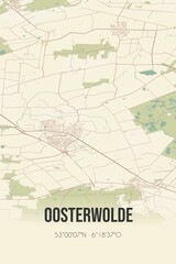 Retro Dutch city map of Oosterwolde located in Fryslan. Vintage street map.