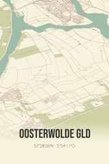 Retro Dutch city map of Oosterwolde Gld located in Gelderland. Vintage street map.
