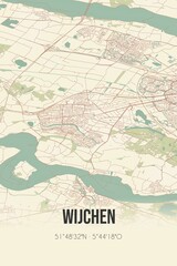 Fototapeta na wymiar Retro Dutch city map of Wijchen located in Gelderland. Vintage street map.