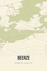 Retro Dutch city map of Beerze located in Overijssel. Vintage street map.