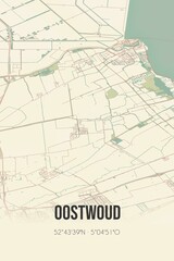 Retro Dutch city map of Oostwoud located in Noord-Holland. Vintage street map.