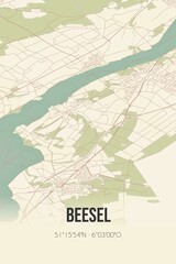 Retro Dutch city map of Beesel located in Limburg. Vintage street map.