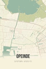 Retro Dutch city map of Opeinde located in Fryslan. Vintage street map.