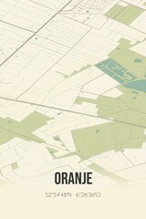 Fototapeta premium Retro Dutch city map of Oranje located in Drenthe. Vintage street map.