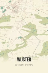 Retro Dutch city map of Wijster located in Drenthe. Vintage street map.