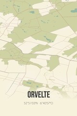 Retro Dutch city map of Orvelte located in Drenthe. Vintage street map.