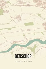 Retro Dutch city map of Benschop located in Utrecht. Vintage street map.