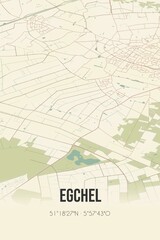 Retro Dutch city map of Egchel located in Limburg. Vintage street map.