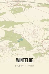 Retro Dutch city map of Wintelre located in Noord-Brabant. Vintage street map.