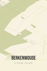 Retro Dutch city map of Berkenwoude located in Zuid-Holland. Vintage street map.