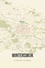 Fototapeta na wymiar Retro Dutch city map of Winterswijk located in Gelderland. Vintage street map.