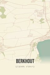 Retro Dutch city map of Berkhout located in Noord-Holland. Vintage street map.