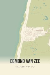 Retro Dutch city map of Egmond aan Zee located in Noord-Holland. Vintage street map.