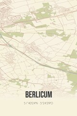 Retro Dutch city map of Berlicum located in Noord-Brabant. Vintage street map.