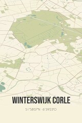 Retro Dutch city map of Winterswijk Corle located in Gelderland. Vintage street map.